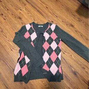 Gray and Pink Argyle Sweater